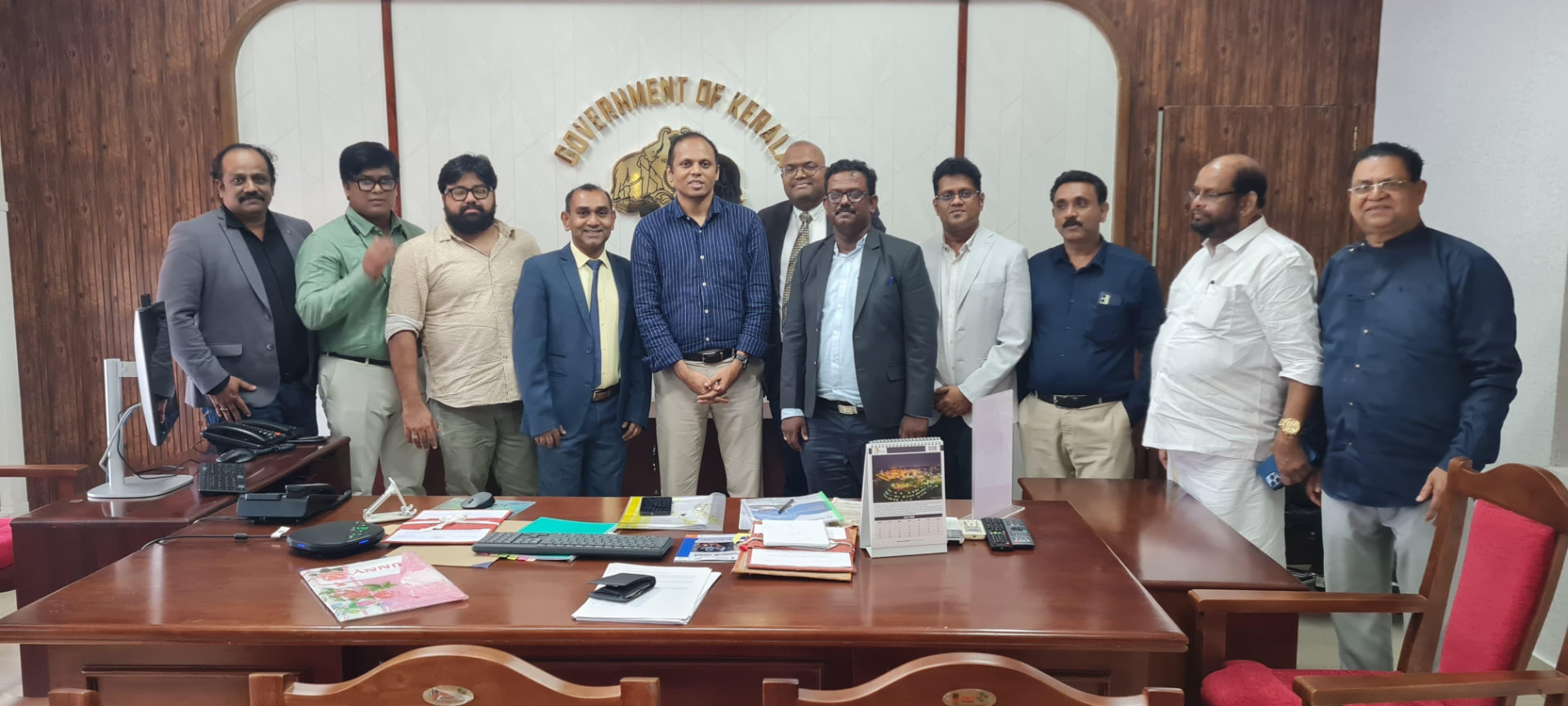 Consortium delegation meeting at the Government of Kerala Secretariat.